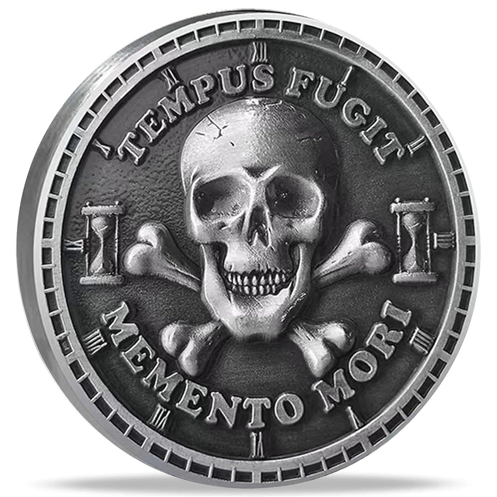 Artfully Sculpted Memento Mori Medallion A Stoic Spiritual Skull Challenge Co…
