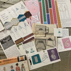 Vintage Sewing Journal Bundle, Paper Ephemera Pack with Seam Binding & Notebook,