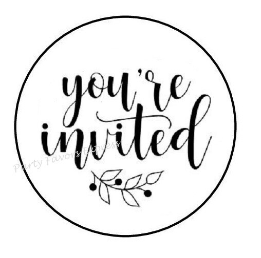 30 YOU’RE INVITED ENVELOPE SEALS LABELS STICKERS PARTY FAVORS 1.5″ ROUND