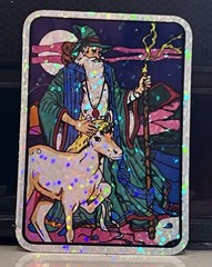 Retro Unicorn Prism Wizard Sticker Holographic 1980s Vintage REPRODUCTION Decal