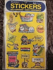Vtg 1983 TODD Celebrity Stickers Sealed Mark I Name Stickers S598