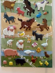 B1 Puffy Farm Animals Stickers cow pig horse donkey sheep duck Sticker world