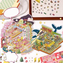 4 Sets Large Size 3D Miniature Scene Stickers,DIY House Sticker Therapy for A…