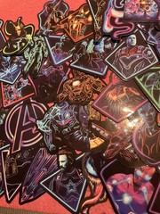 LOT of 10 NOCTILUCENT avengers Decals Super Hero kids stickers heroes neon