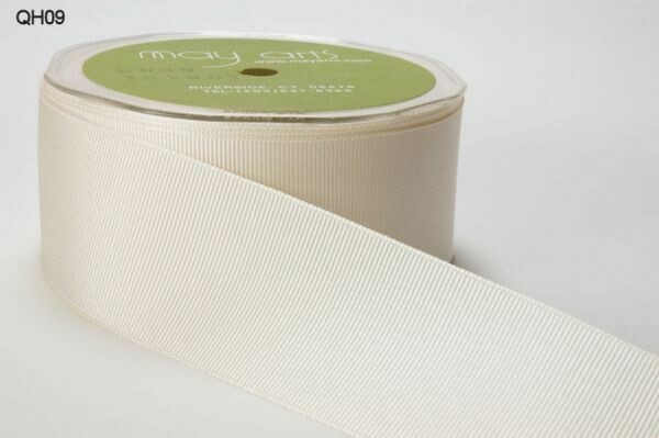 MAY ARTS RIBBONS~GROSGRAIN~PURE IVORY~1 & 1/2 INCH X 1 YARD!
