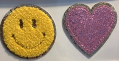 J CREW NEW NWT sticker patches SMILEY FACE STAR PINK HEART – GLITZY Set Of 3