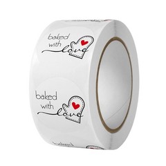 500 Pcs Baked with Love Label Stickers for Bakery Cookie Bags Wedding Christmas