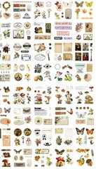 Lot 300+ Stickers Set Retro Vintage Style Flowers Butterfly Fruit Labels Plants