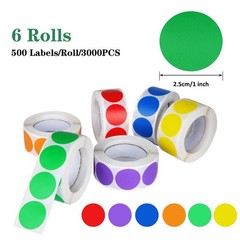 2000 Pcs 1Inch Color-Coded Dots Stickers Round Labels for Office Inventory Label