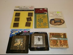 ASST METALLIC EMBELLISHMENTS, FRAMES, EMBOSSING STENCIL & RUBBER STAMPS, NIB