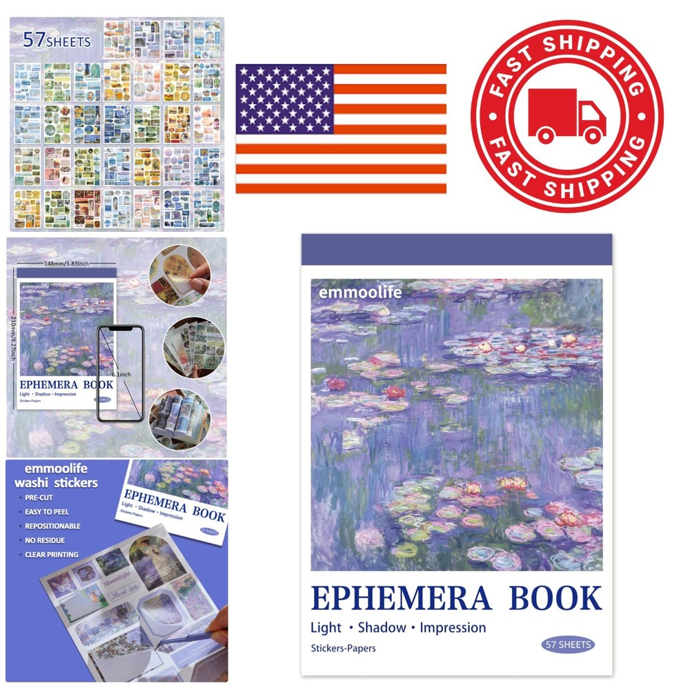 Vintage Oil Painting Scrapbook Sticker Set with 537 Washi Stickers and Papers