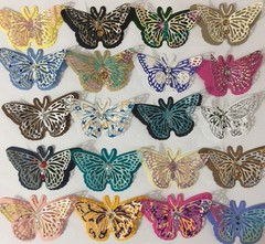 FANCY BUTTERFLY Pre-Made Die-Cuts (3pc)Victorian•Steampunk•Filagree •Glittered••