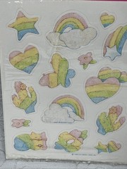 Vintage Hallmark Stickers Pastel Rainbows Hearts Cat Cactus Star 4 Sheets 1989