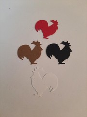 20 ROOSTER PUNCHIE CUTOUT DIECUTS ( ACID FREE ) ( 3/4 INCH ) MULTI COLOR