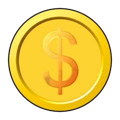 gold coin stickers, labels, tags, envelope seals, money, dollar coin