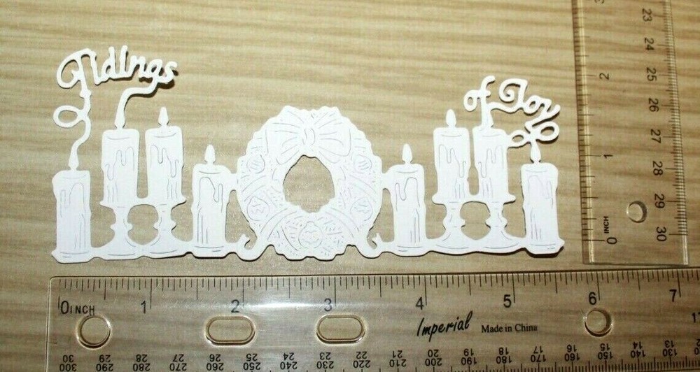 5 TIDINGS OF JOY cardstock paper die cut embellishments scrapbook / card making