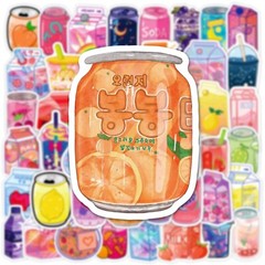 50pcs Drinks Sticker,Boba Juice Strawberry Peach Ice Cream Milk Beverage, 140