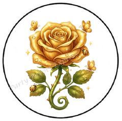 GOLD SINGLE ROSE ENVELOPE SEALS LABELS STICKERS PARTY FAVORS
