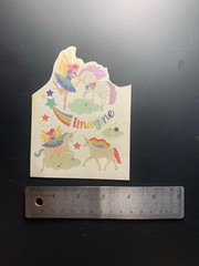 UNICORN PEGASUS FAIRY RAINBOW IMAGINE STARS FANTASY vintage sticker decal 1982
