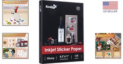 High-Brightness Koala 8.5×11 Glossy Sticker Paper – 120 Self-Adhesive Sheets