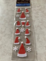 *2 PKGS* RECOLLECTIONS STICKERS FUZZY CHRISTMAS HATS FUZZY SANTA HAT STICKERS