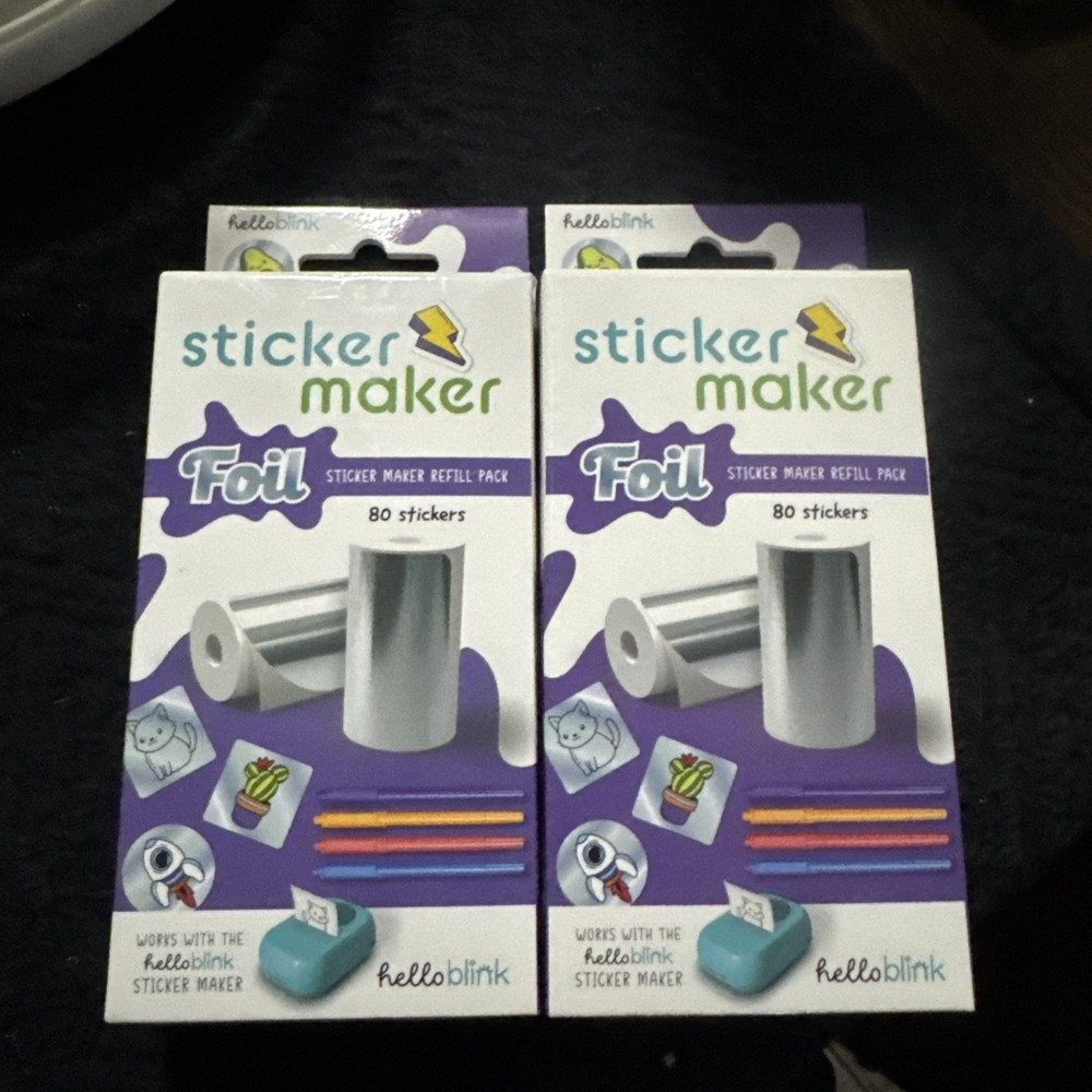 Hello Blink Foil Sticker Maker Refill Pack Lot of 2 (80 Count EACH) New Sealed