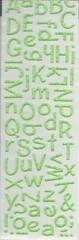 ALPHABET Green Patterned Letters Upper Lower Case Cloud 9 Design Puffy Stickers