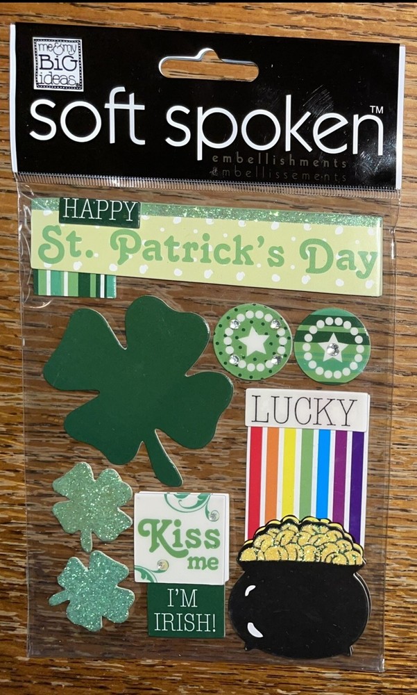Soft Spoken Happy St Patrick’s Day Lucky Pot Of Gold Kiss Me I’m Irish Stickers