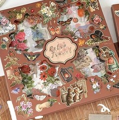 Lot 300+ Stickers Set Retro Vintage Style Flowers Butterfly Fruit Labels Plants