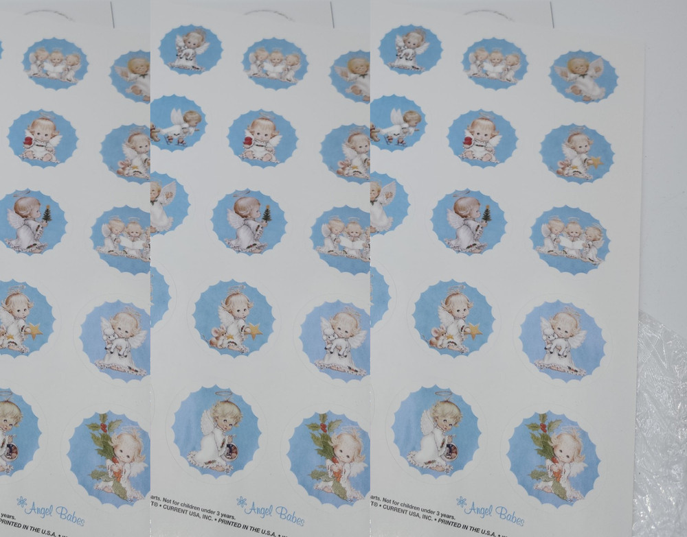 Hallmark Mary Hamilton Baby Angel Stickers – Full Sheet – andClouds Praying Vtg
