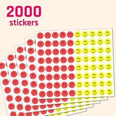 2000 Pieces – 1/2″ Smiling Happy Sad Face Behavior Emotion Stickers, Red/Yellow