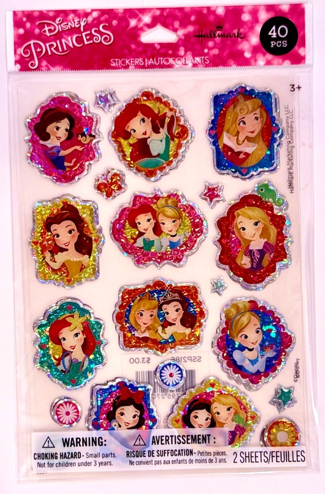 Disney Princess Epoxy Puffy Sticker Sleeping Beauty Little Mermaid Belle AUROA