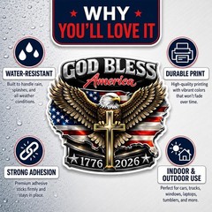 2pcs 250th Anniversary USA Stickers – Patriotic American Flag Decals for Cars, T