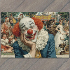 STICKER Carnival Clown Smiling Crowd Big Top Fair Painting