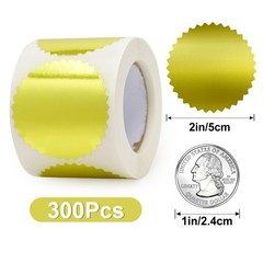 Embossing Stickers 300 Pcs 2» Gold Foil Seals Self-Adhesive Envelope Labels