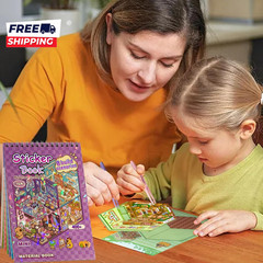 4 Sticker Books (1200+) 32 DIY 3D Scene Sticker Collection with Tweezers