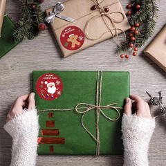 2.5/3.8CM Christmas Stickers Merry Happy Xmas Labels Gift Craft Box Sticker 500