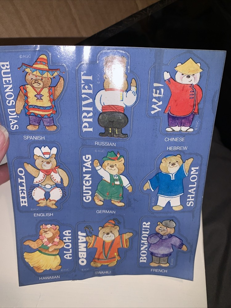 Vintage American Greetings Cards Bears of Many Countries Stickers 1 Loose sheet