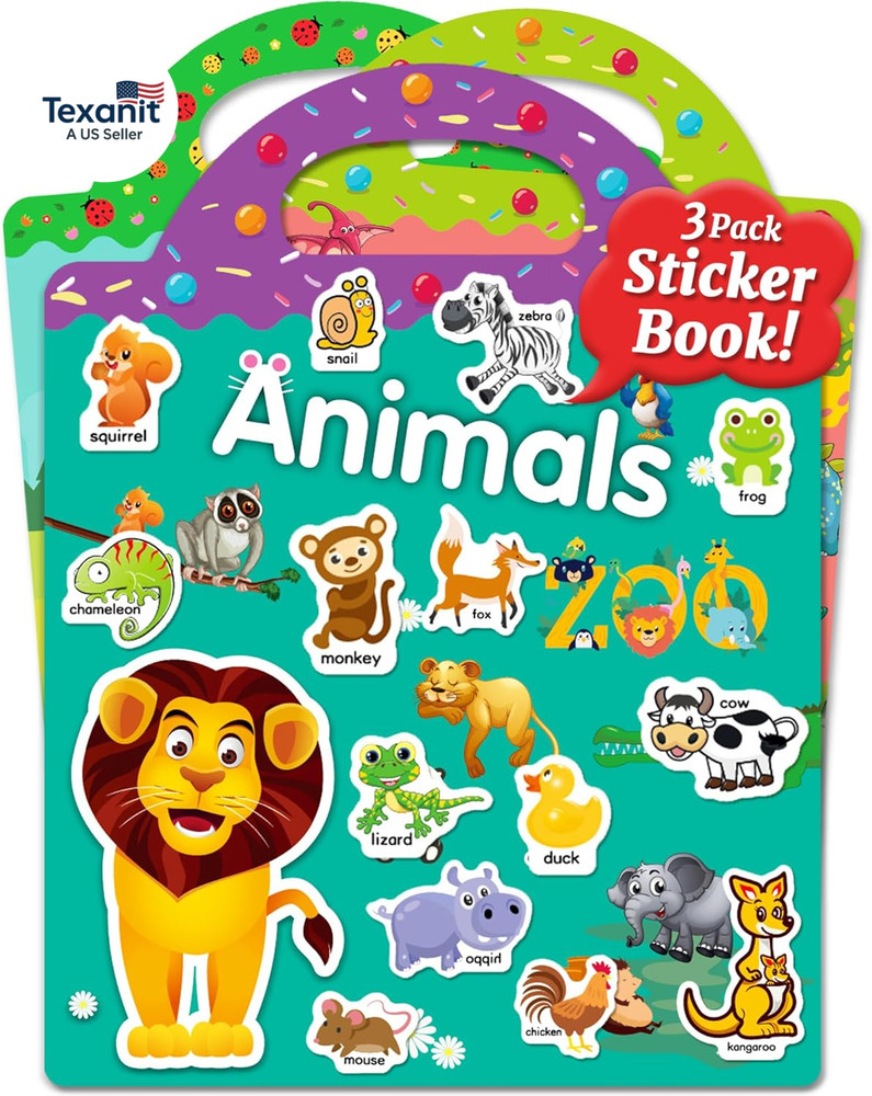 Reusable Sticker Book for Toddlers, Stickers for Kids, Toddler Travel Toys Activ