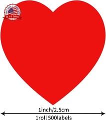 Red Heart Stickers Roll 1 Inch Valentine’s Day Love Shape Labels Waterproof Remo