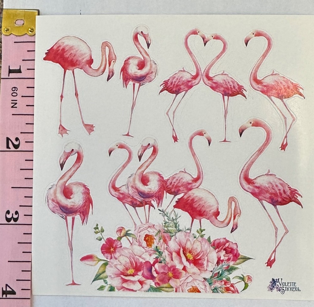 Violette Stickers Pink Flamingo Tropical Birds Crafts Planner Supply Scrapbook