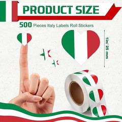 500 Sheets Italy Stickers, Italian Flag Heart Stickers Waterproof for Negroni…