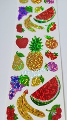 HAMBLY STUDIOS PRISMATIC STICKERS FRUIT FOOD BANANA PEAR ORANGE VINTAGE RARE.