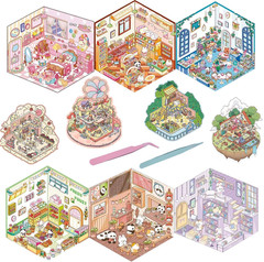 10 Sets 3D Scene Stickers DIY Decorative Stickers Cute Isometric Sticker Kawaii