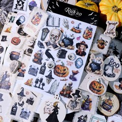 Halloween Rub-on Transfer Stickers 3 Sheets Use for Fabric Paper Wood Chips DIY