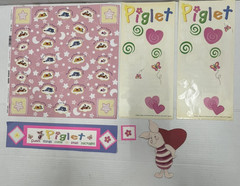 Lot of 5 Used Disney Piglet Scrapbook 12 X 12 Paper, Stickers, Premade die cut