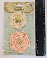 Prima Marketing Fiesta Orchard Paper Flowers Peach Cream Scrapbook Embellishment