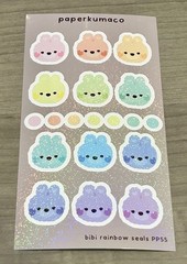 NEW PaperKumaCo “Bibi Rainbow Seals” 🌈 Sticker Sheet Paper Kuma Co Stickers