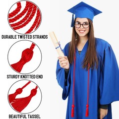 Red Graduation Honor Cord 67 Inch Braided Rope With Tassel For Ceremony