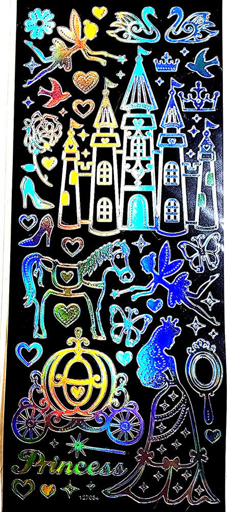 Fairy Tale Princess Coach Castle Foil Stickers | Fantasy Scrapbook Journaling